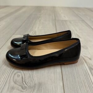 Elephantito Girls Black Patent Leather Bow Ballet Flats Dress Shoes 12 US 29 EU